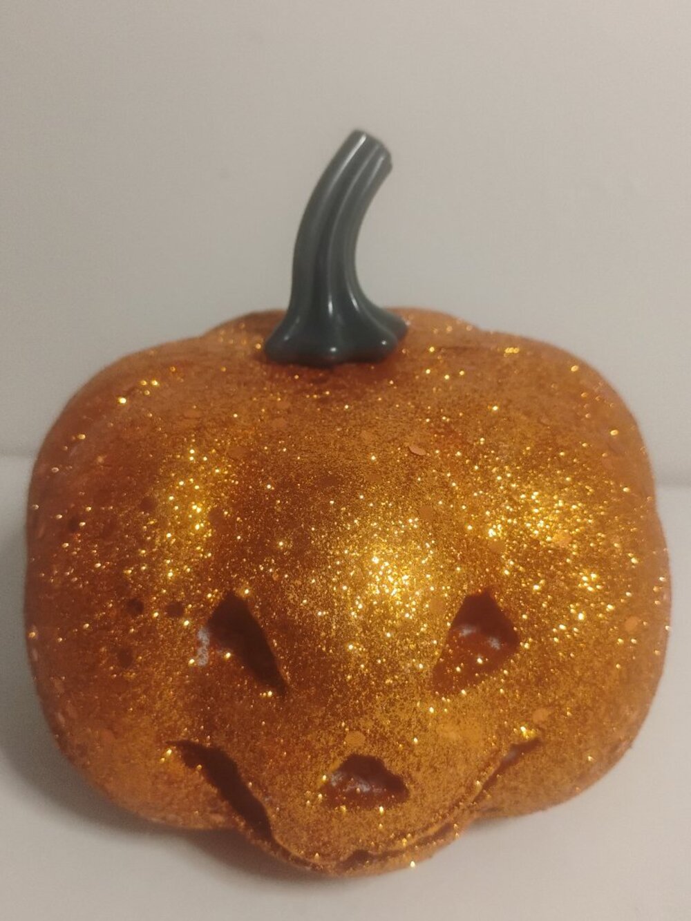Halloween Table Decor Orange Glitter Jack O Lantern Pumpkin Figurine
